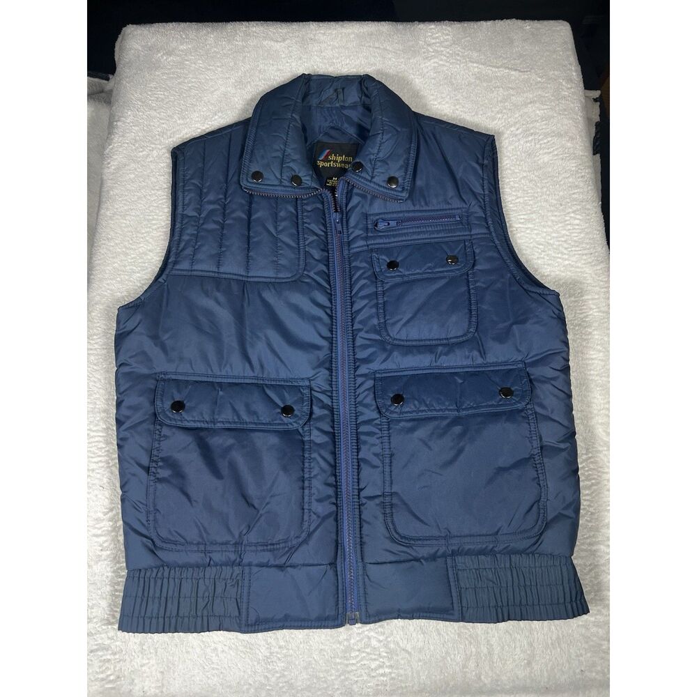 Shipton Sportswear Bubble Vest Womens Medium Blue Full Zip Sleeveless Jacket